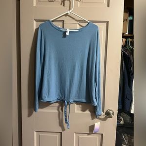 Womens Stars Above Ribbed Long Sleeve Shirt NWT Baby Blue Size Medium